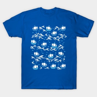 Blue Ship Voyage in the Sea II T-Shirt